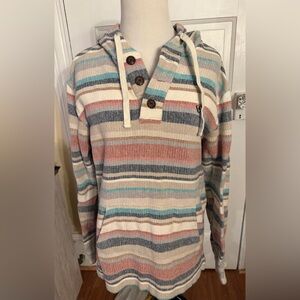 VISSLA Striped Sweater in Cream, Blue, and Pink